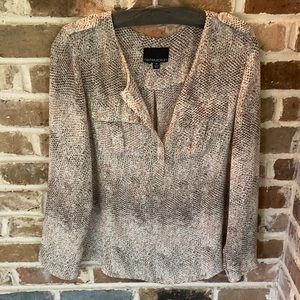 Cynthia Rowley Cream/Brown/Peach S Med Blouse